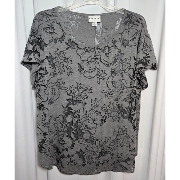 Ava & Viv Tops - Womens Gray Sheer Floral Soft Grunge Top Romantic Moody Dark Academia Size 2x